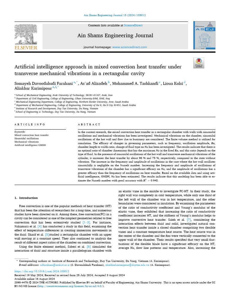 AI in Mixed Convection Heat Transfer | PDF | Heat Transfer | Convection