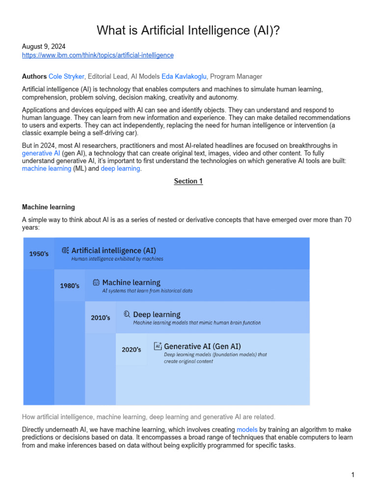 What Is Artificial Intelligence (AI) | PDF | Artificial Intelligence ...