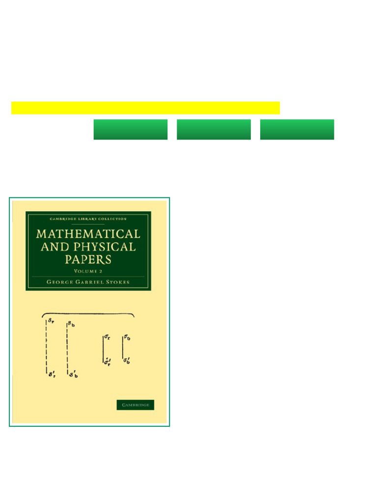 Mathematical and Physical Papers Volume 2 1st Edition George Gabriel ...