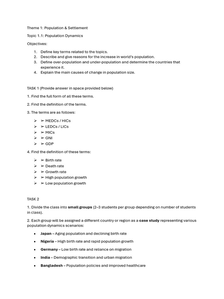 Population Dynamics Worksheet 1 | PDF