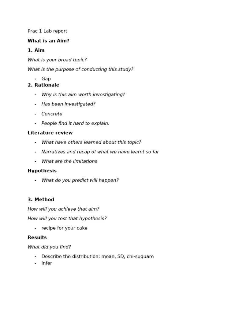 Lab Report: Study Aim and Methods | PDF