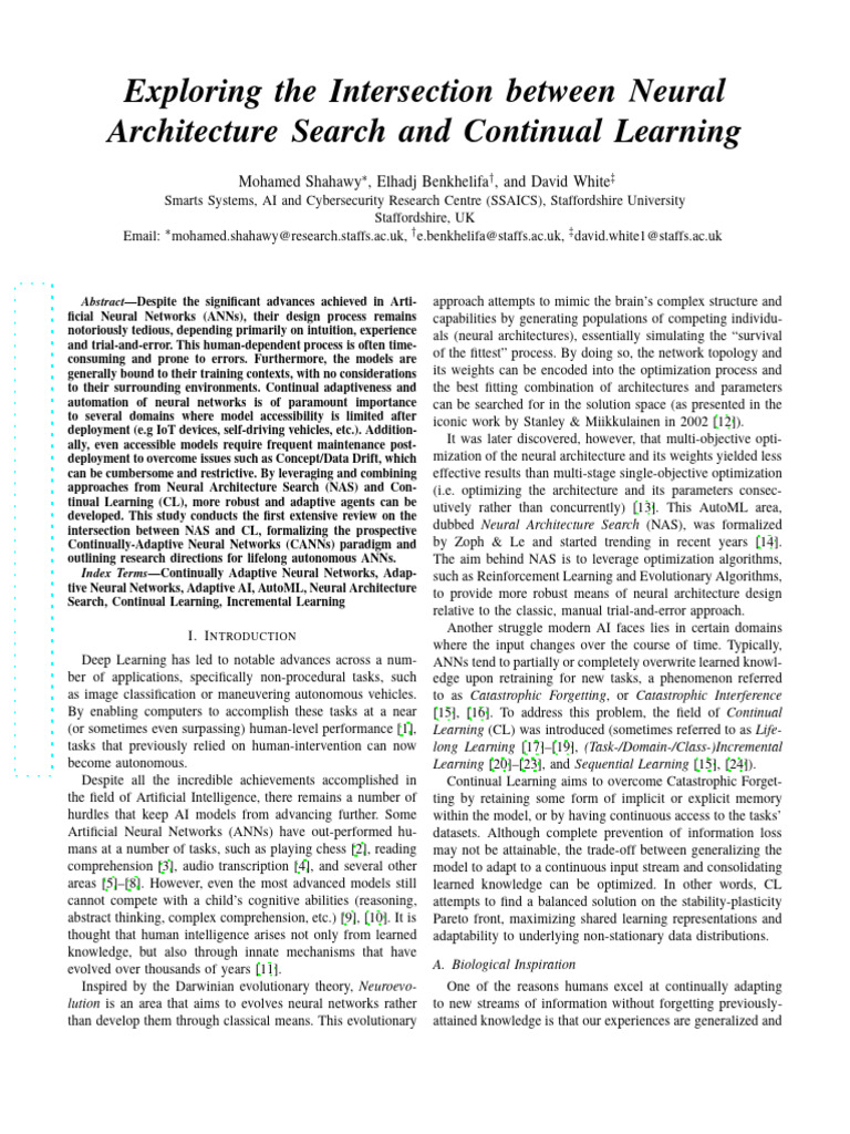 Neural Architecture Search Meets Continual Learning | PDF | Memory ...