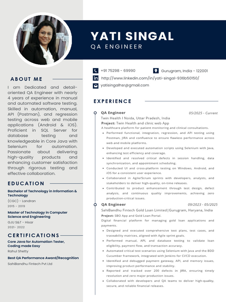 Experienced QA Engineer Profile | PDF | Usability | Agile Software ...