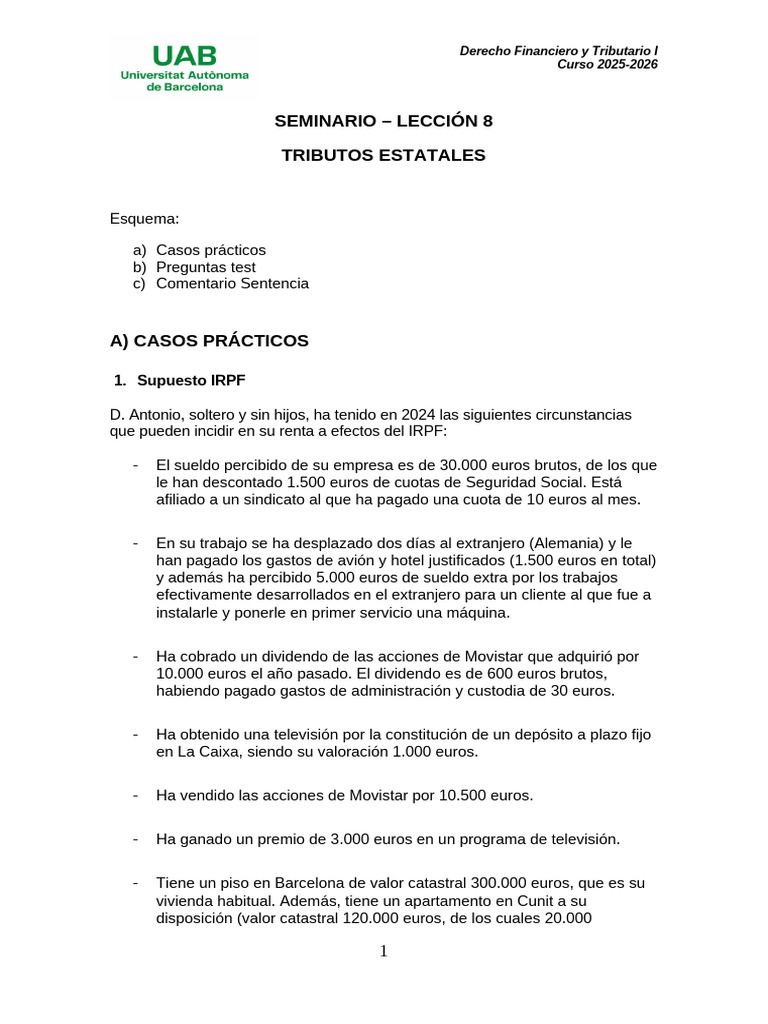 Casos Prácticos de IRPF y IVA 2024 | PDF | Impuestos | Cooperativa