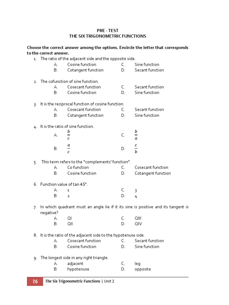 Understanding Six Trigonometric Functions | PDF | Trigonometric ...