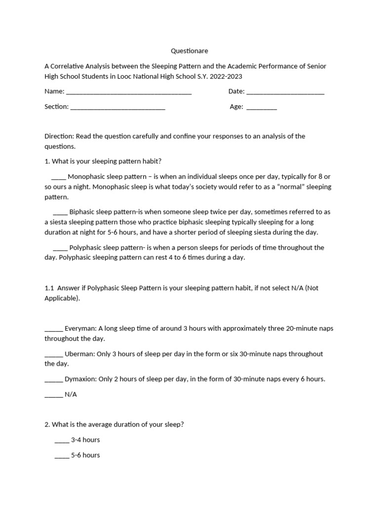 questionare_jherlyn | PDF | Physiology | Determinants Of Health