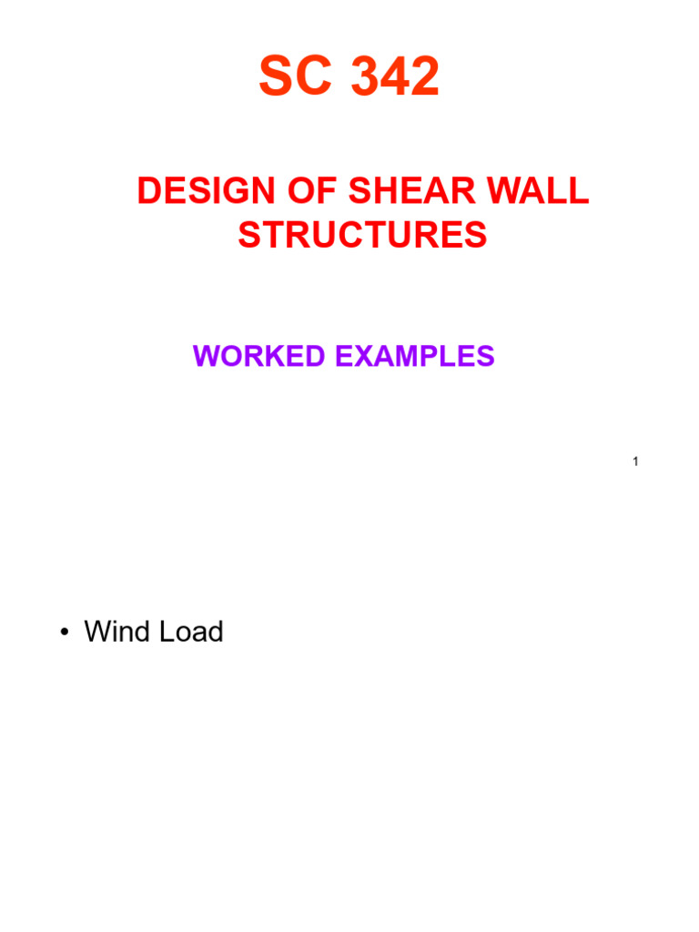 Shear Wall Design: Wind Load Examples | PDF | Beam (Structure) | Bending