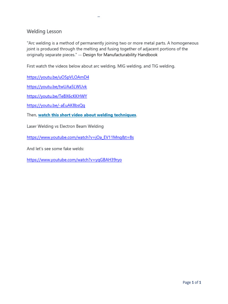 Welding Lesson | PDF