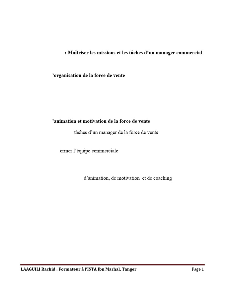 Management de la Force de Vente: Guide Complet | PDF | Sodles | Motivation