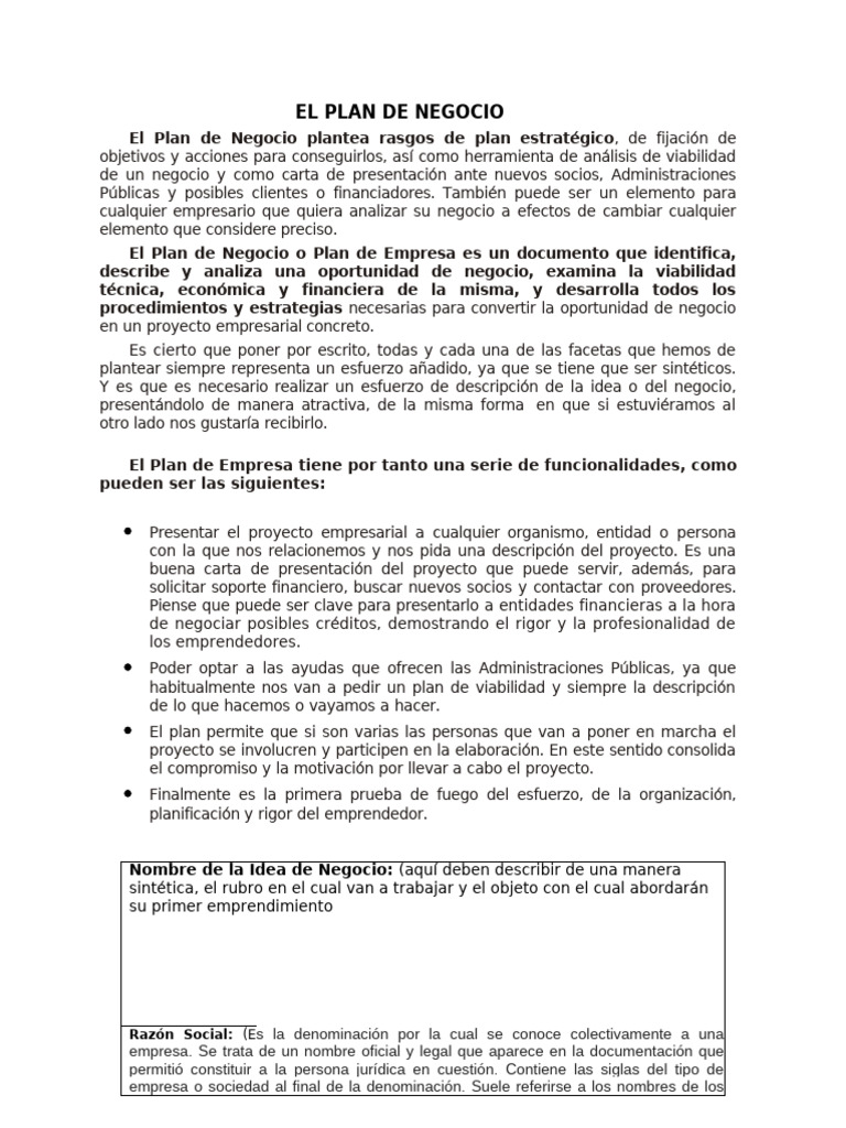 Guía Completa para Crear un Plan de Negocio | PDF | Plan de negocios ...