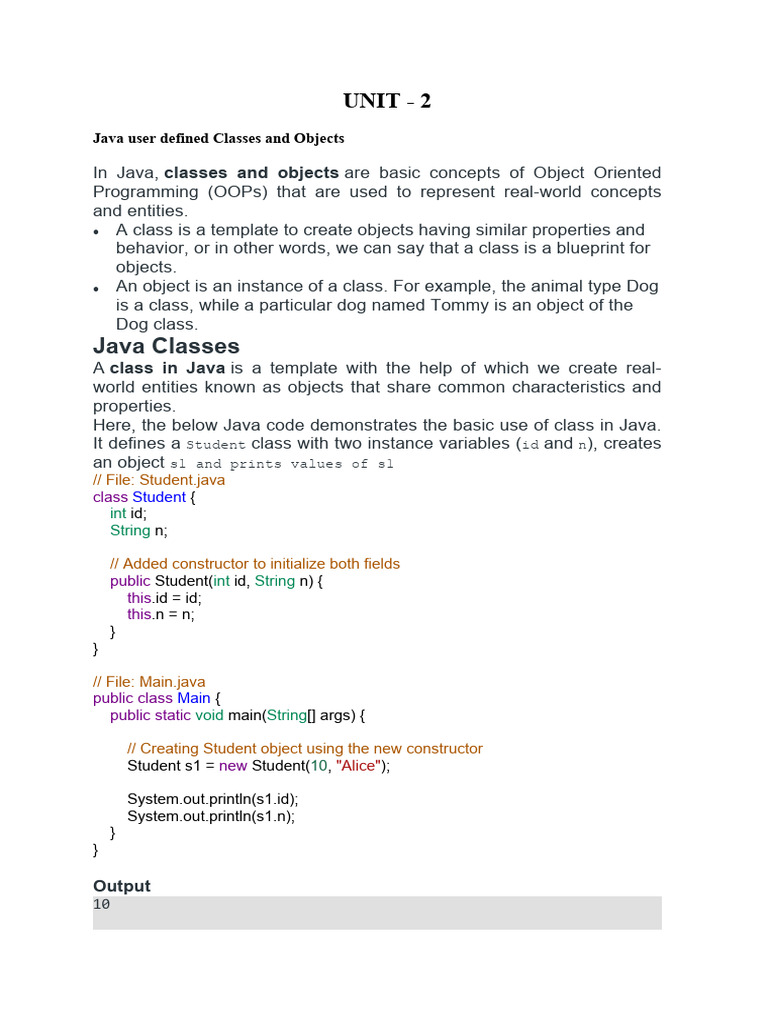 Java Classes, Objects, and Arrays Guide | PDF | Class (Computer ...
