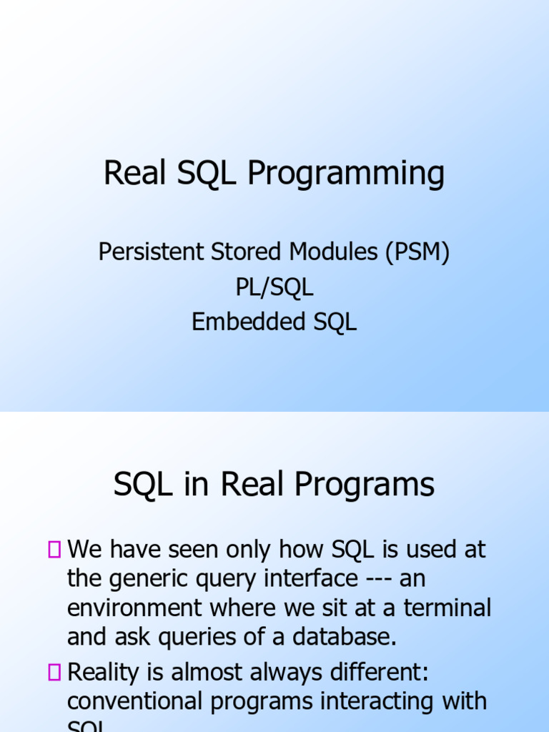 SQL Programming with Stored Procedures | PDF | Sql | Pl/Sql