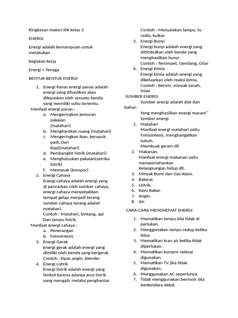 Ringkasan Materi IPA Kelas 3 | PDF