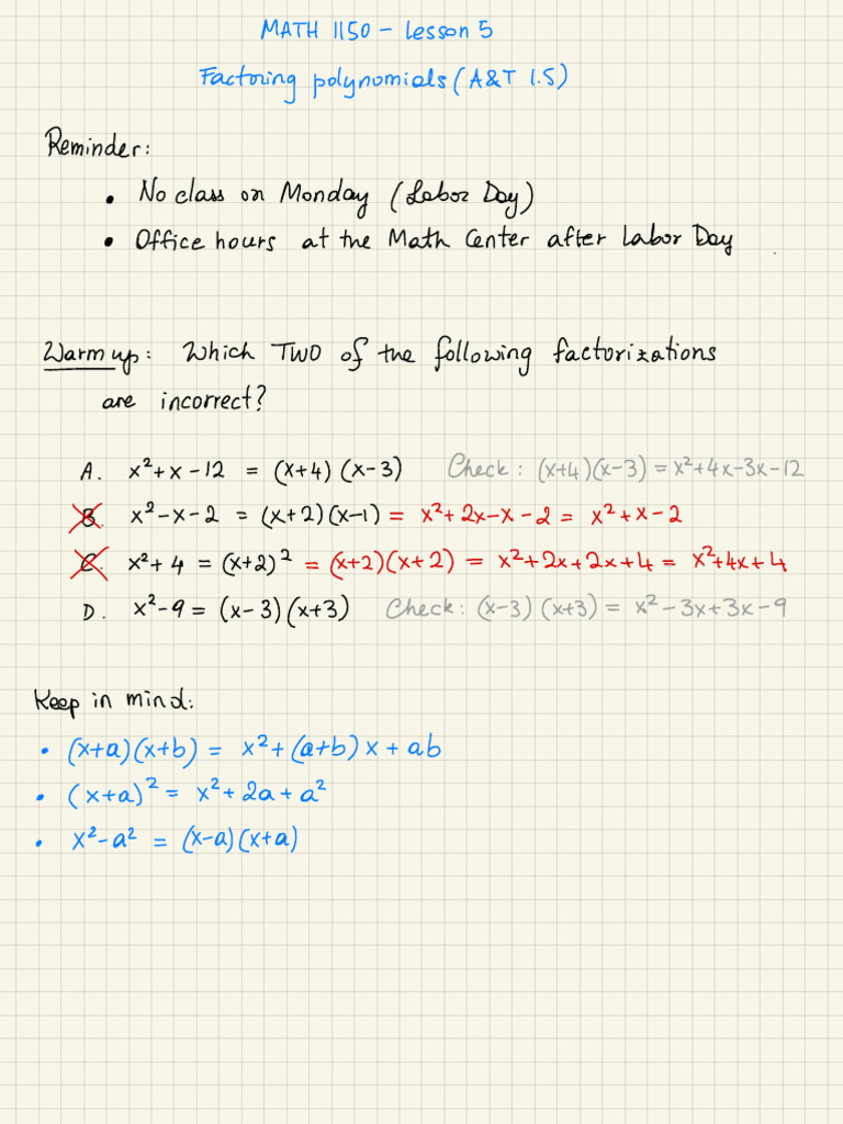 Factoring Polynomials Lesson Guide | PDF | Applied Mathematics ...