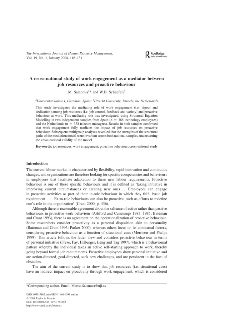 A Cross-National Study of Work Engagement As A Mediator Between Job ...