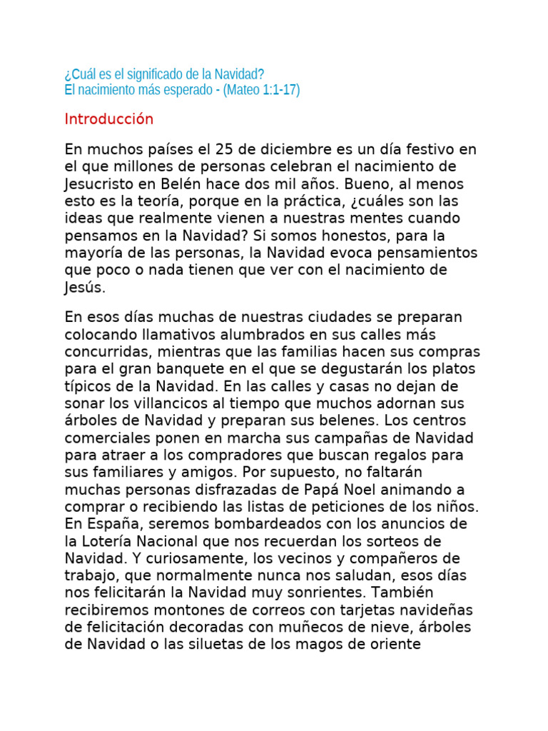 Significado y origen de la Navidad | PDF | Navidad | Evangelio de Mateo