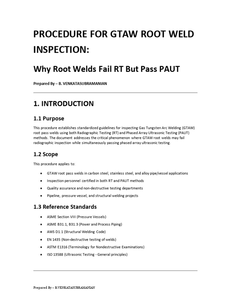 GTAW Root Weld Inspection Guidelines | PDF | Welding | Construction