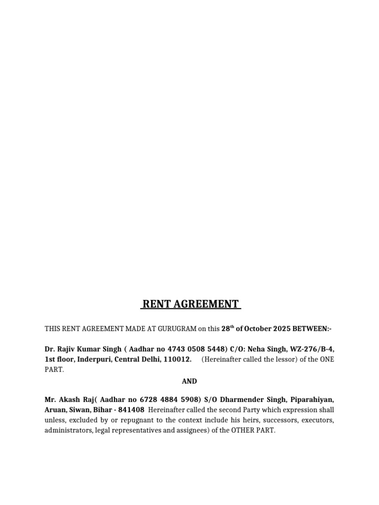 Rent Agreement | PDF | Lease | Leasehold Estate