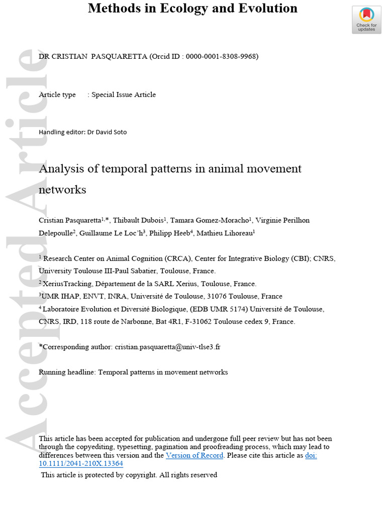 Analysis of Temporal Patterns in Animal Movement Networks - Copy ...