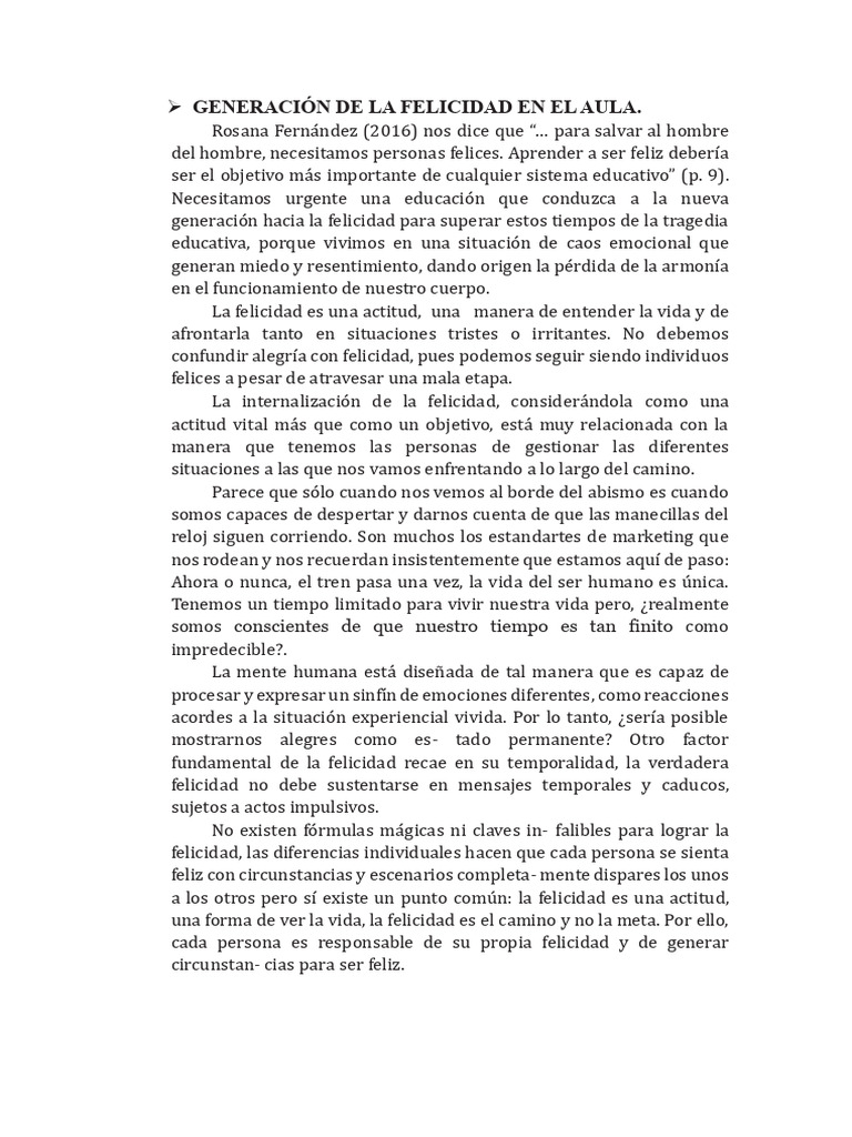 Generación de La Felicidad en El Aula - 062332 | PDF | Las emociones ...
