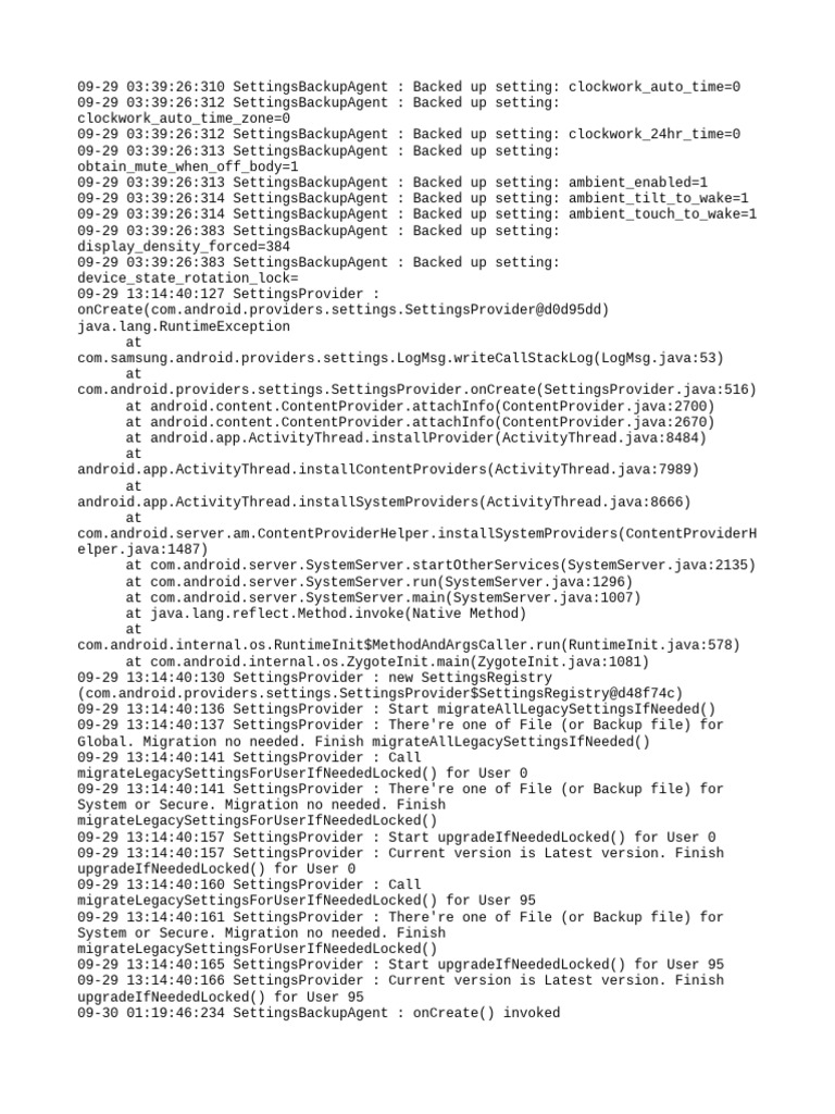 Samsung Settings Backup Log Analysis | PDF | Software | Smartphone