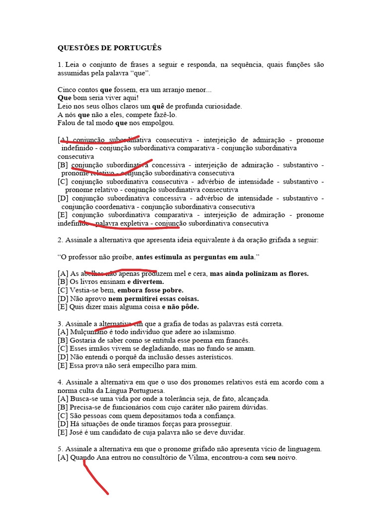 Questões de Português_38a2e1504819ade2b967a1d581359b44 | PDF | Pronome ...