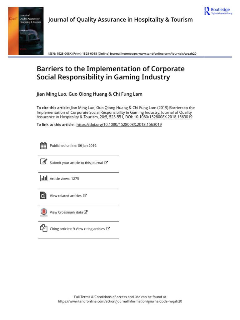 Barriers To The Implementation of Corporate Social Responsibility in ...