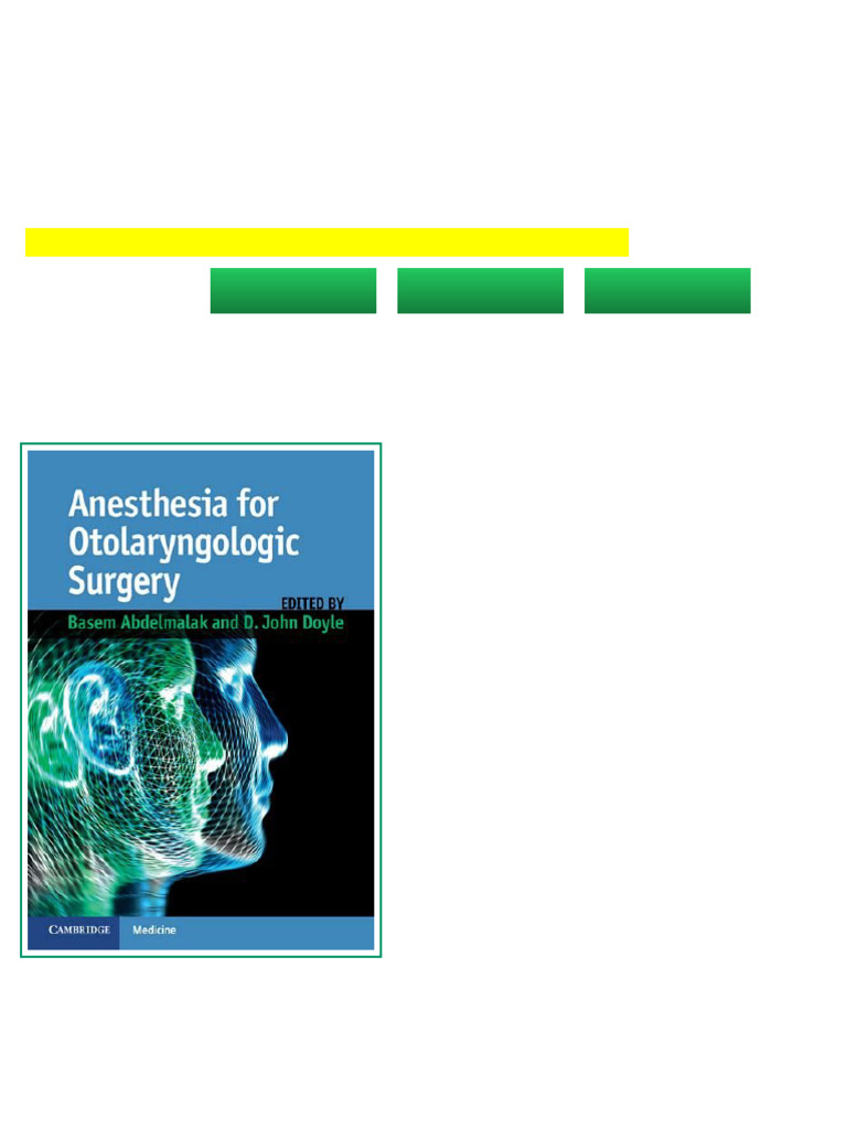 Anesthesia For Otolaryngologic Surgery 1st Edition Basem Abdelmalak ...