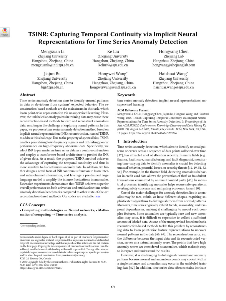 TSINR: Neural Approach for Time Series Anomalies | PDF | Time Series ...