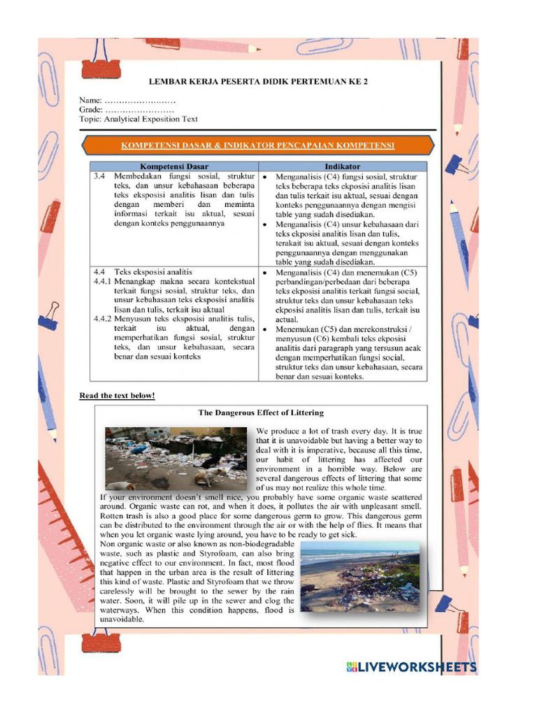 Analytical Exposition Worksheet - 1496038 | PDF