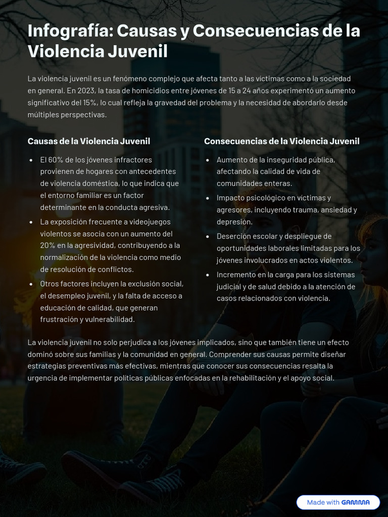 Causas y Consecuencias de la Violencia Juvenil | PDF