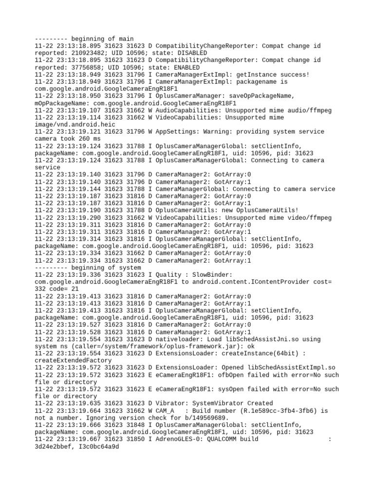 Camera Service Log Analysis | PDF | System Software | Computer Programming