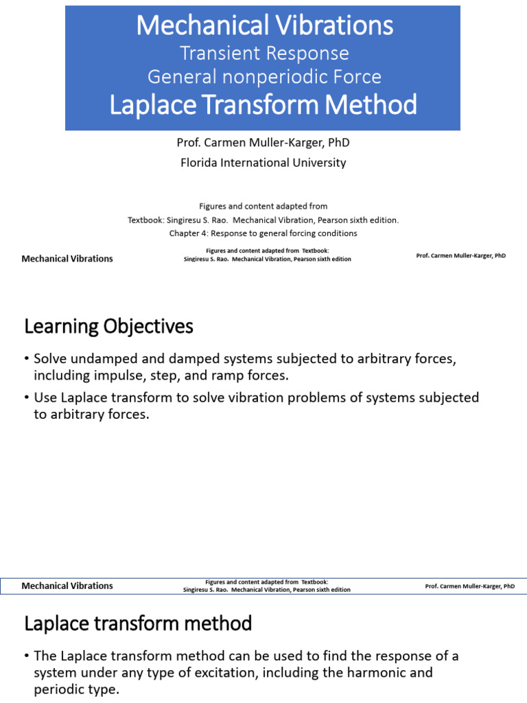 Mechanical Vibration CH 4 Part 5 Laplace Transform Method | PDF ...