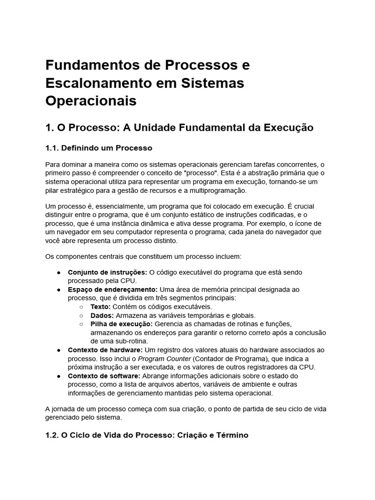 Fundamentos de Processos em Sistemas Operacionais | PDF | Agendamento ...