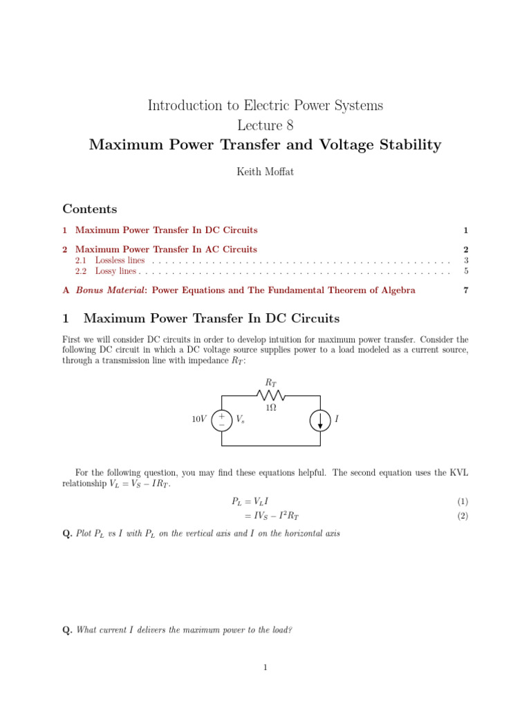 Maximum Power Transfer in Power Systems | PDF | Electromagnetism ...