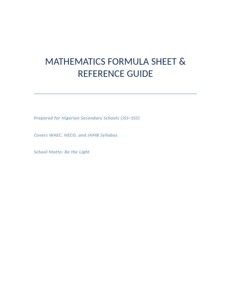 Nigerian Secondary School Math Guide | PDF