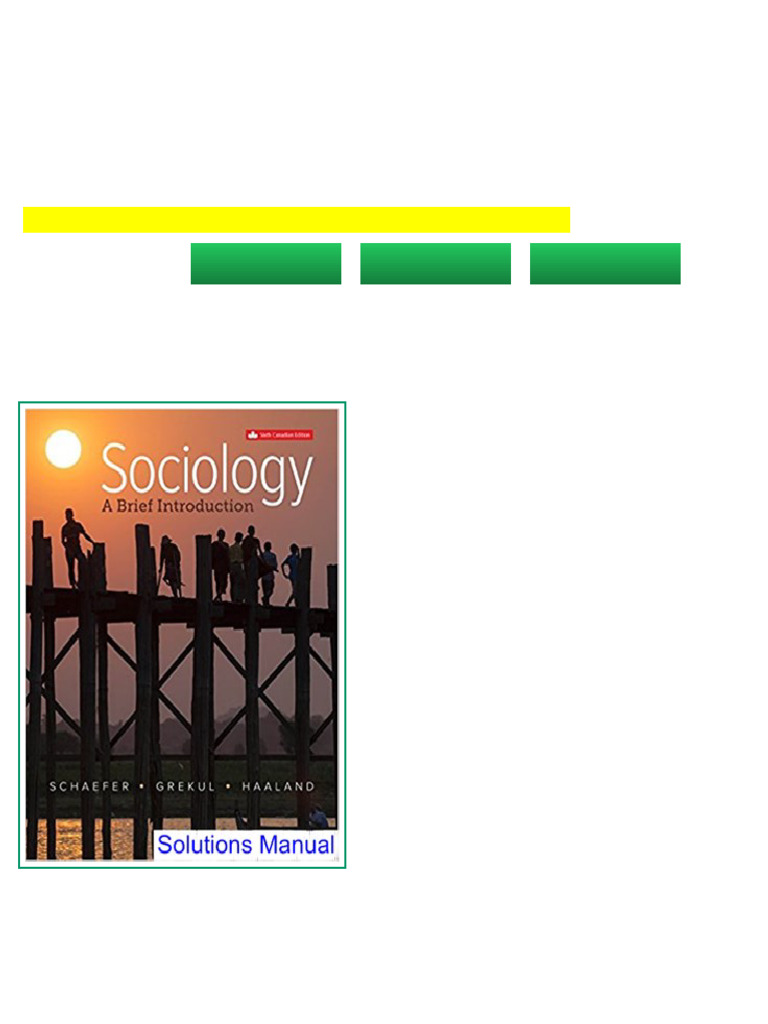 Sociology A Brief Introduction Canadian 6th Edition Schaefer Solutions Manual Updated 2025 | PDF ...