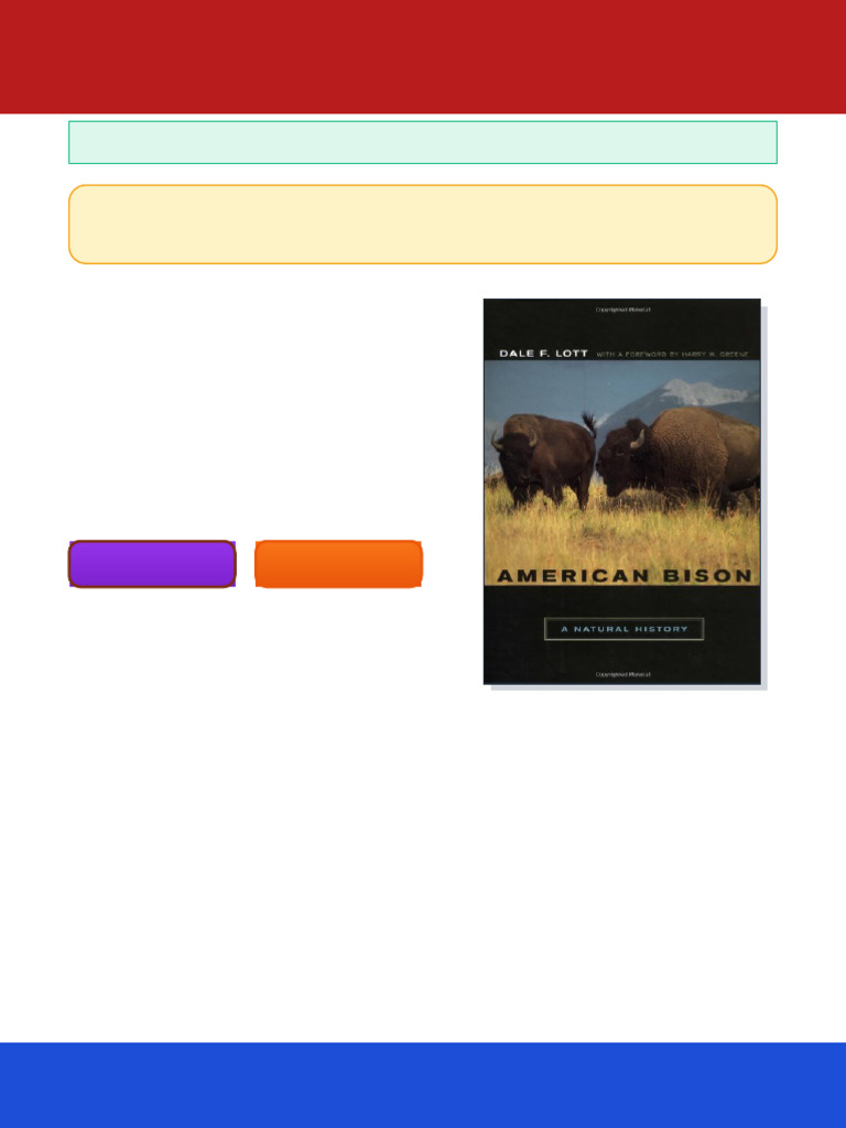 American Bison Dale F. Lott Ebook Entire Content Available | PDF ...