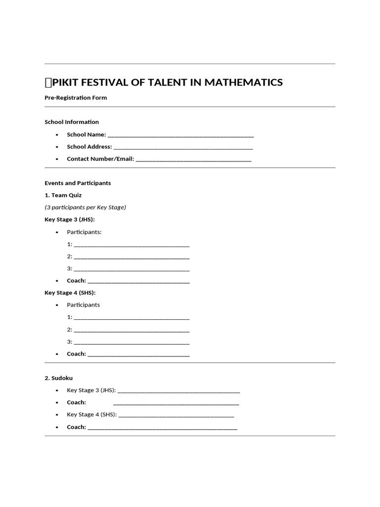 Pre Reg Form | PDF