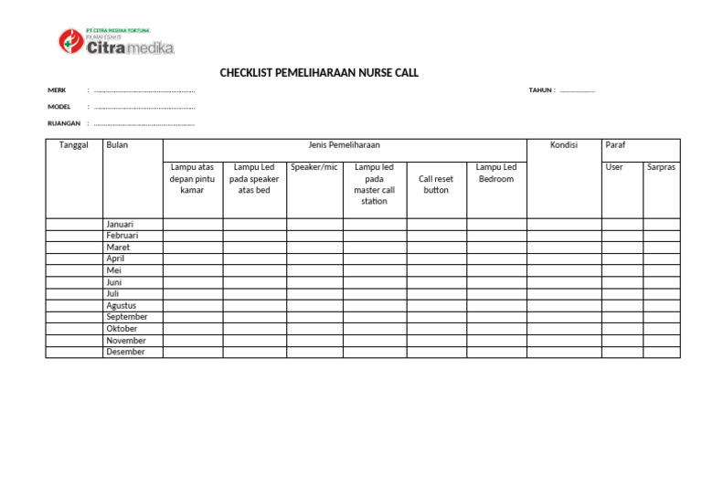 Checklist Nurse Call | PDF