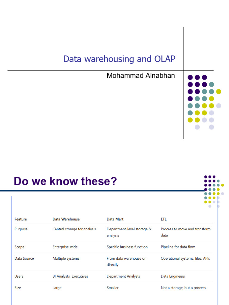 Data Warehousing and OLAP Overview | PDF | Data Warehouse | Information ...