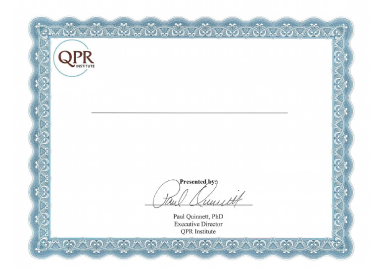 QPR Gatekeeper Training Certificate | PDF