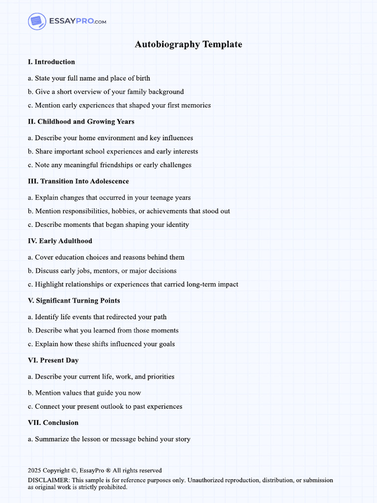 692701d91f8581d0c86be4e4 Autobiography Template | PDF
