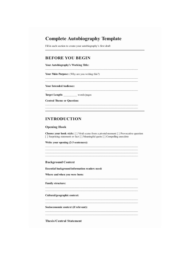 Autobiography Draft Template Guide | PDF | Adolescence | Social Psychology