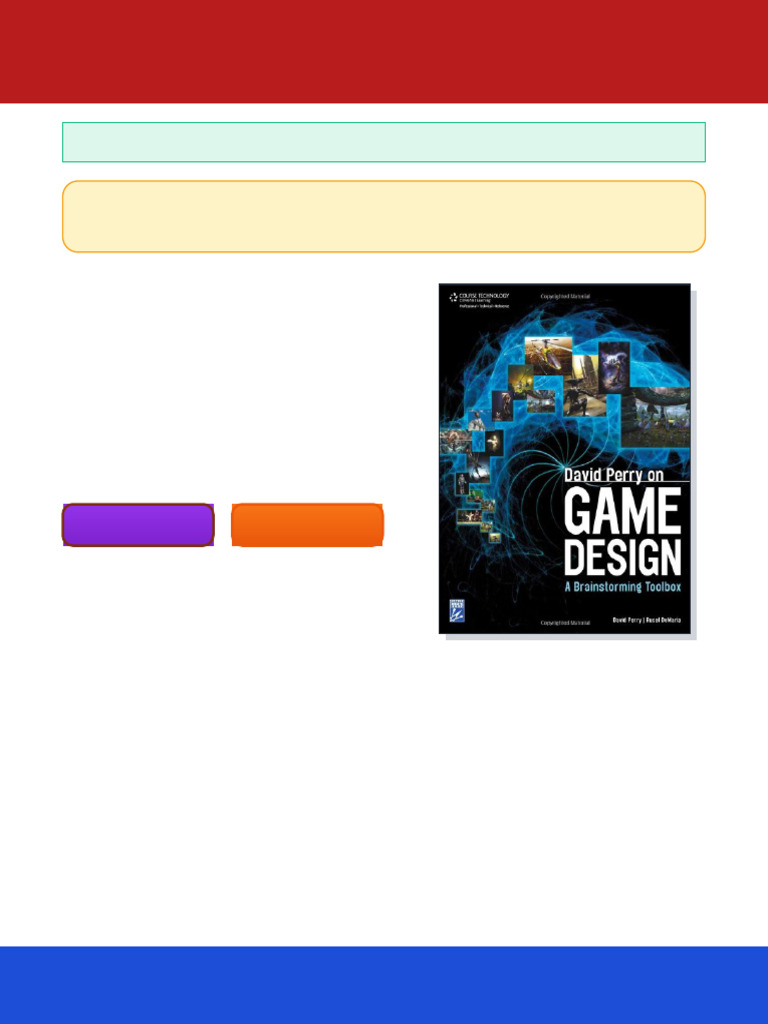 David Perry On Game Design A Brainstorming ToolBox 1st Edition David ...