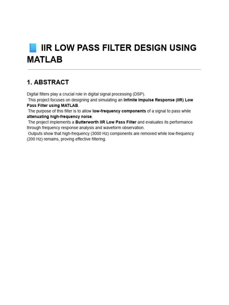 Iir Filter PBL | PDF | Filter (Signal Processing) | Low Pass Filter