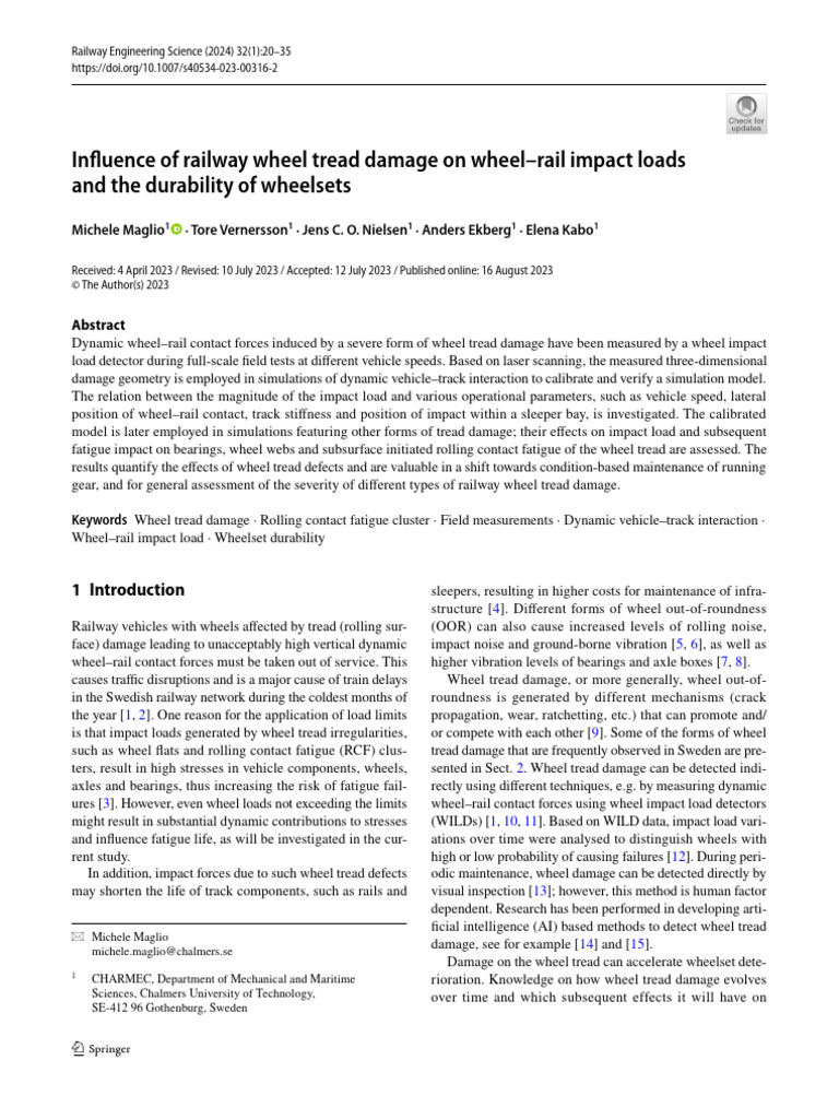7.S.2023 Infuence of Railway Wheel Tread Damage | PDF | Fatigue ...