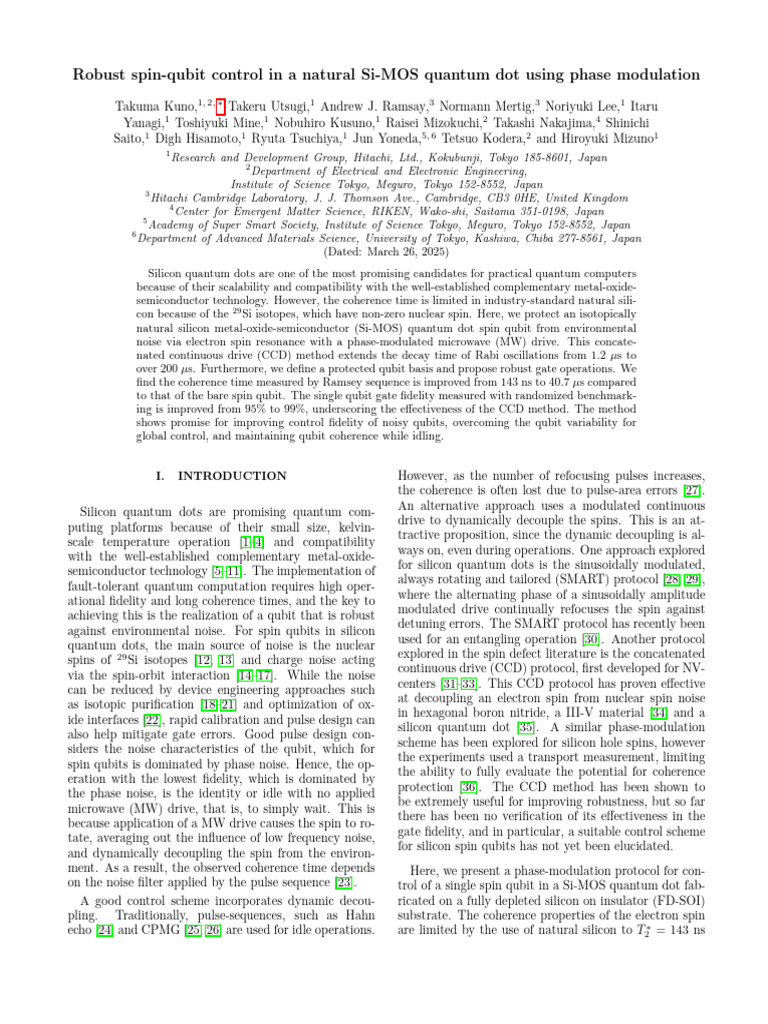 Enhanced Spin-Qubit Control in Si-MOS | PDF | Quantum Mechanics ...