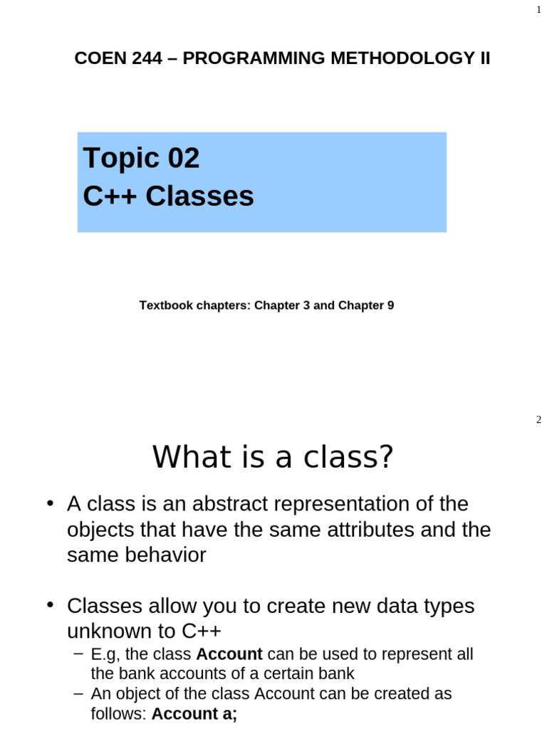 Topic02 IntroductionClasses | PDF | Constructor (Object Oriented ...