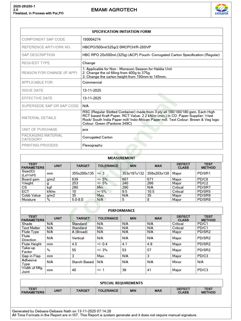 Specification Carton Box HBC Palm 20x325g Pch-Acp-nm - 150004274 | PDF ...